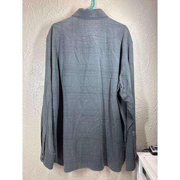 Tommy Bahama Shirt Mens Gray 100% Silk Long Sleeve Embroidered Geometric Size XL - Picture 2 of 5